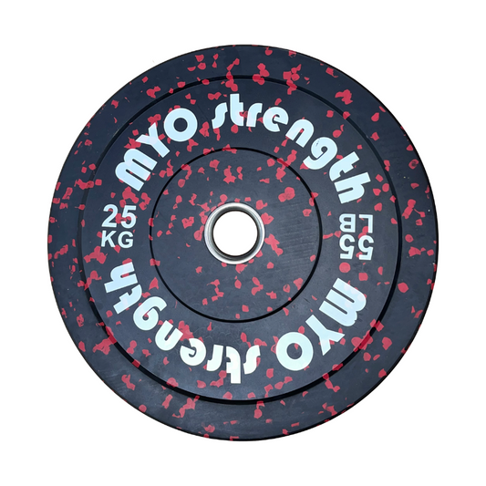 MYO Strength Olympic Rubber Bumper Plate - 25kg Black/Red Speckled