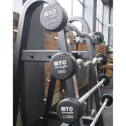 MYO Strength Urethane Barbells - 10kg – 50kg Straight (10 Bar Set) CUSTOM BRANDED