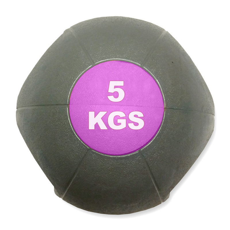 MYO Strength Double Grip Medicine Ball - 5kg - Grey/Mauve