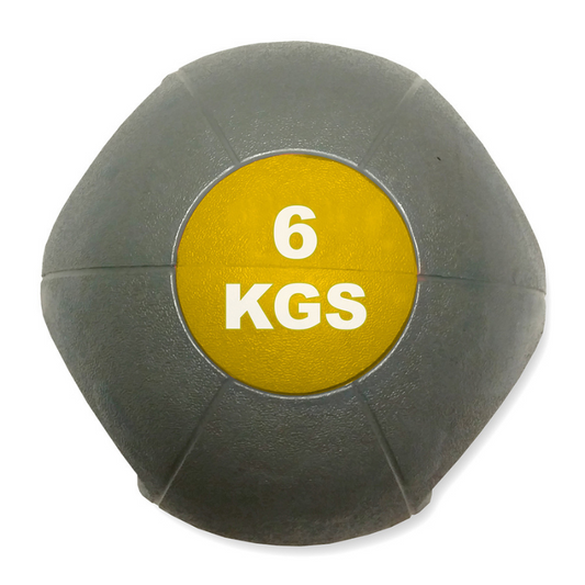 MYO Strength Double Grip Medicine Ball - 6kg - Grey/Yellow