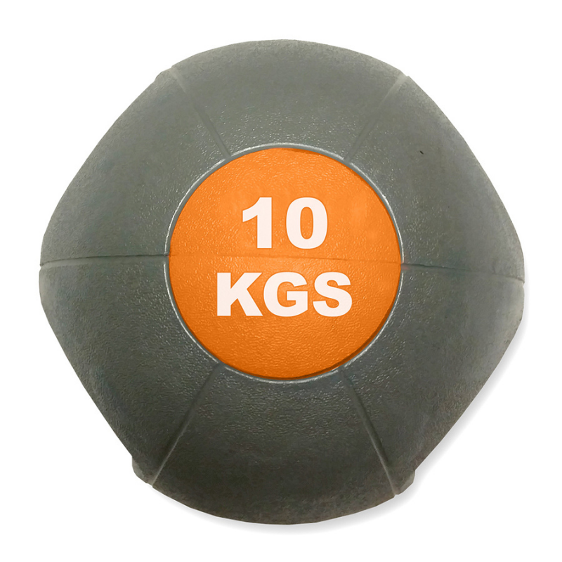 MYO Strength Double Grip Medicine Ball - 10kg - Grey/Orange