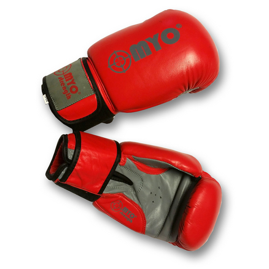 MYO Strength Boxing Gloves - Red/Grey - Leather - 16oz