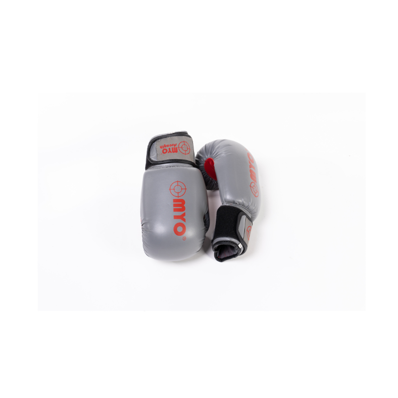 MYO Strength Boxing Gloves - Grey/Red - Leather - 12oz