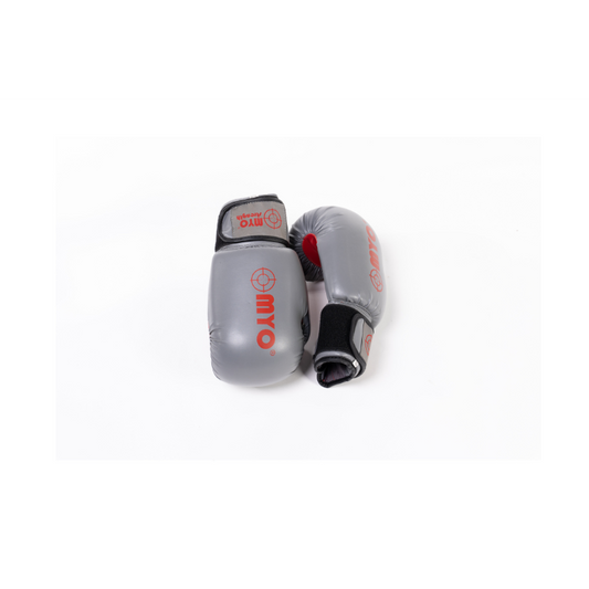 MYO Strength Boxing Gloves - Grey/Red - Leather - 12oz