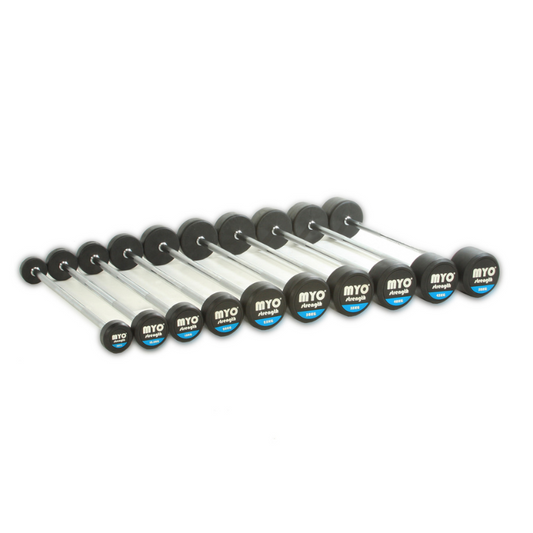 MYO Strength Rubber Barbell with PU End Cap - 10kg Straight