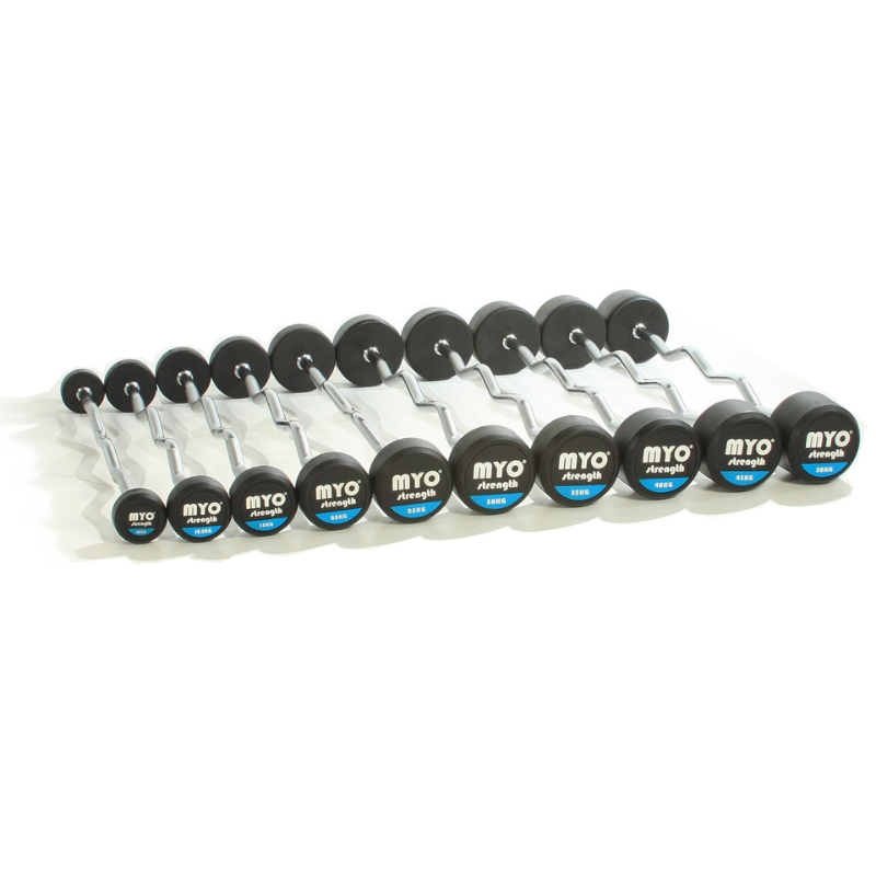 MYO Strength Rubber Barbell with PU End Cap - 10kg EZ