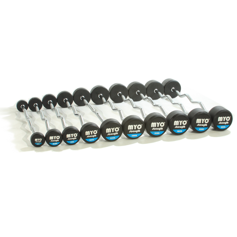 MYO Strength Rubber Barbell with PU End Cap - 25kg EZ