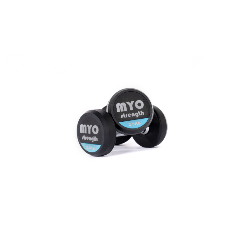 MYO Strength Rubber Dumbbells with PU End Caps - 2.5kg Pair