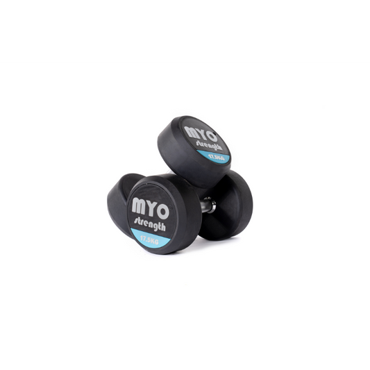 MYO Strength Rubber Dumbbells with PU End Caps - 17.5kg Pair