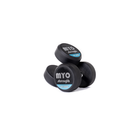 MYO Strength Rubber Dumbbells with PU End Caps - 27.5kg Pair