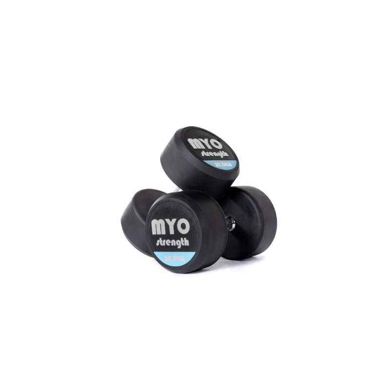 MYO Strength Rubber Dumbbells with PU End Caps - 32.5kg Pair