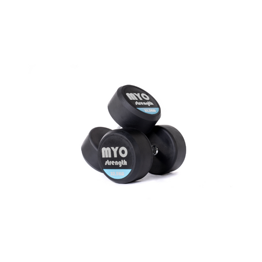 MYO Strength Rubber Dumbbells with PU End Caps - 32.5kg Pair