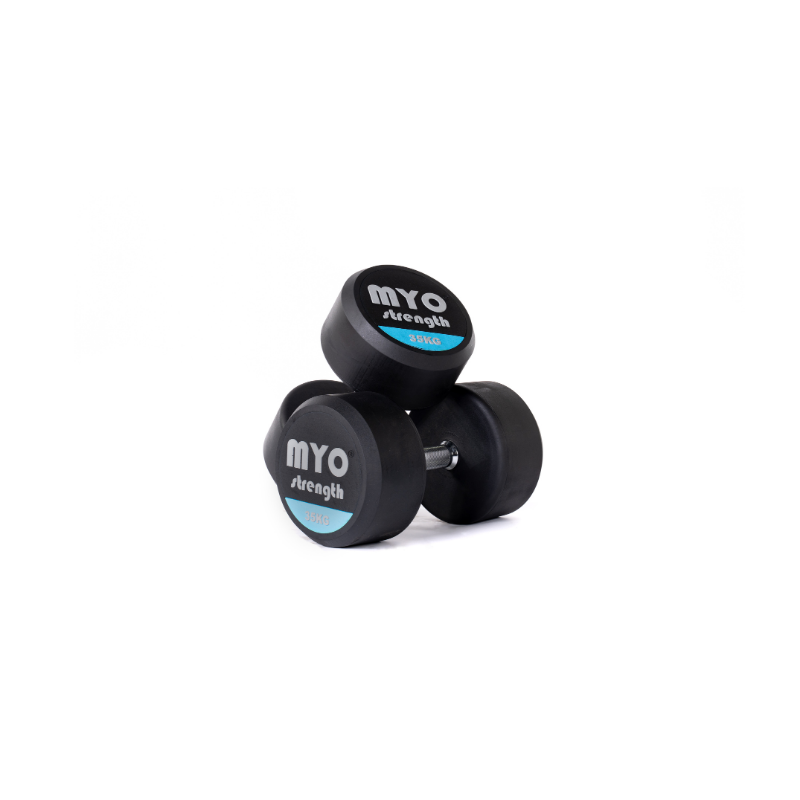 MYO Strength Rubber Dumbbells with PU End Caps - 35kg Pair