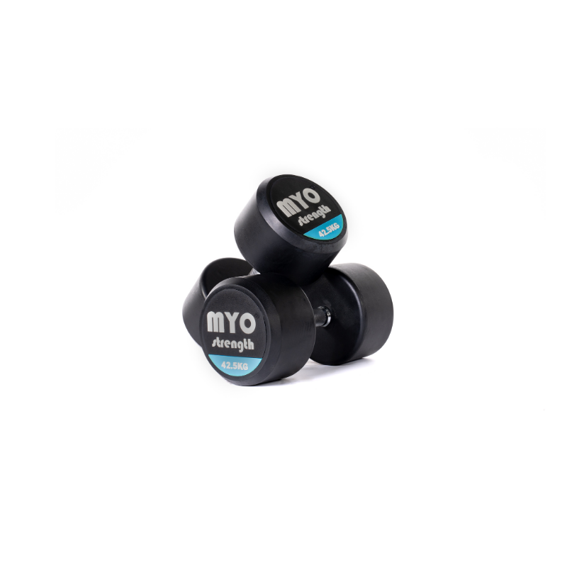 MYO Strength Rubber Dumbbells with PU End Caps - 42.5kg Pair