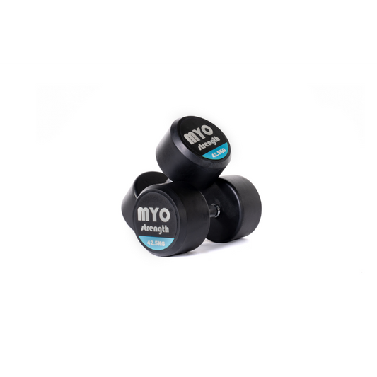 MYO Strength Rubber Dumbbells with PU End Caps - 42.5kg Pair