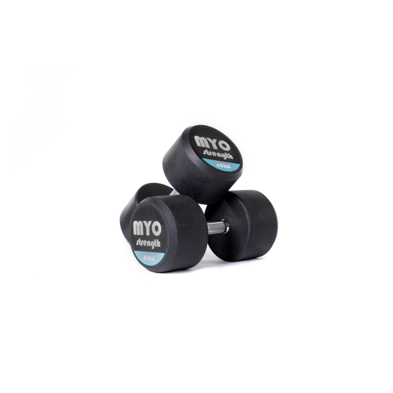 MYO Strength Rubber Dumbbells with PU End Caps - 45kg Pair