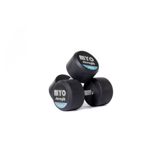 MYO Strength Rubber Dumbbells with PU End Caps - 45kg Pair