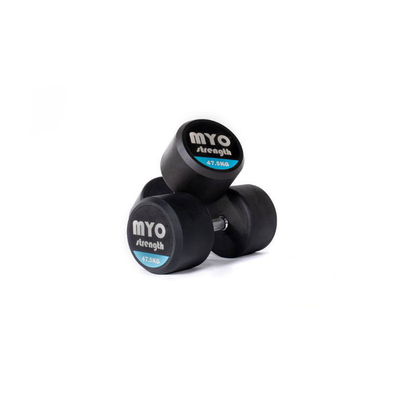 MYO Strength Rubber Dumbbells with PU End Caps - 47.5kg Pair