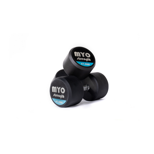 MYO Strength Rubber Dumbbells with PU End Caps - 47.5kg Pair