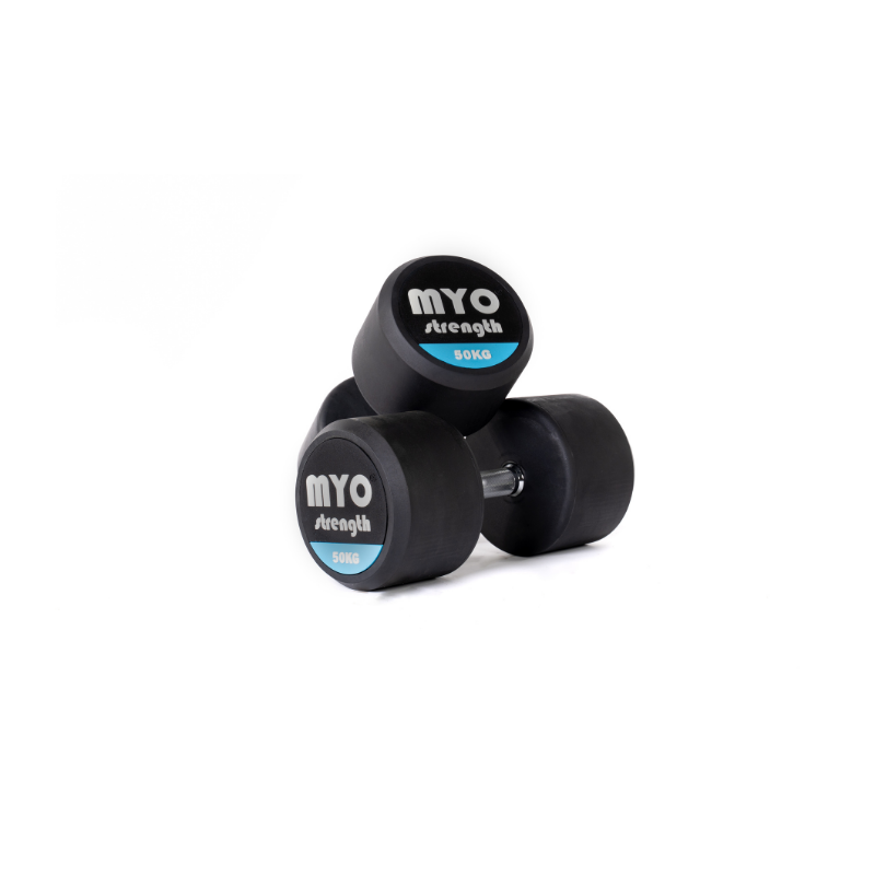 MYO Strength Rubber Dumbbells with PU End Caps - 50kg Pair