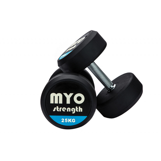 MYO Strength Rubber Dumbbells with PU End Caps - 25kg Pair