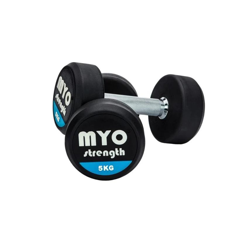 MYO Strength Rubber Dumbbells with PU End Caps - 5kg Pair