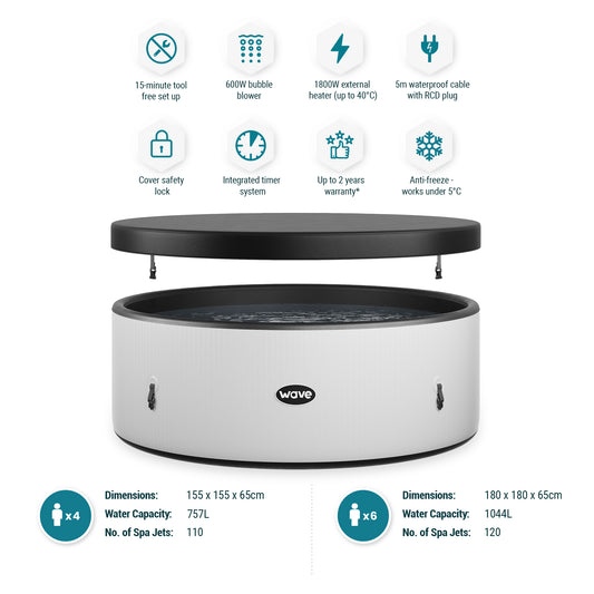 Wavespa Ontario | 4/6 Person Round Drop Stitch Hot Tub | Herringbone