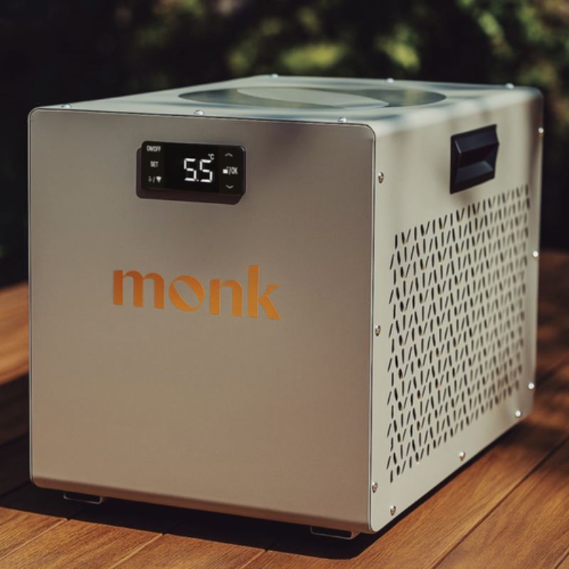 Monk Shiver with 'monk' branding on a wooden surface