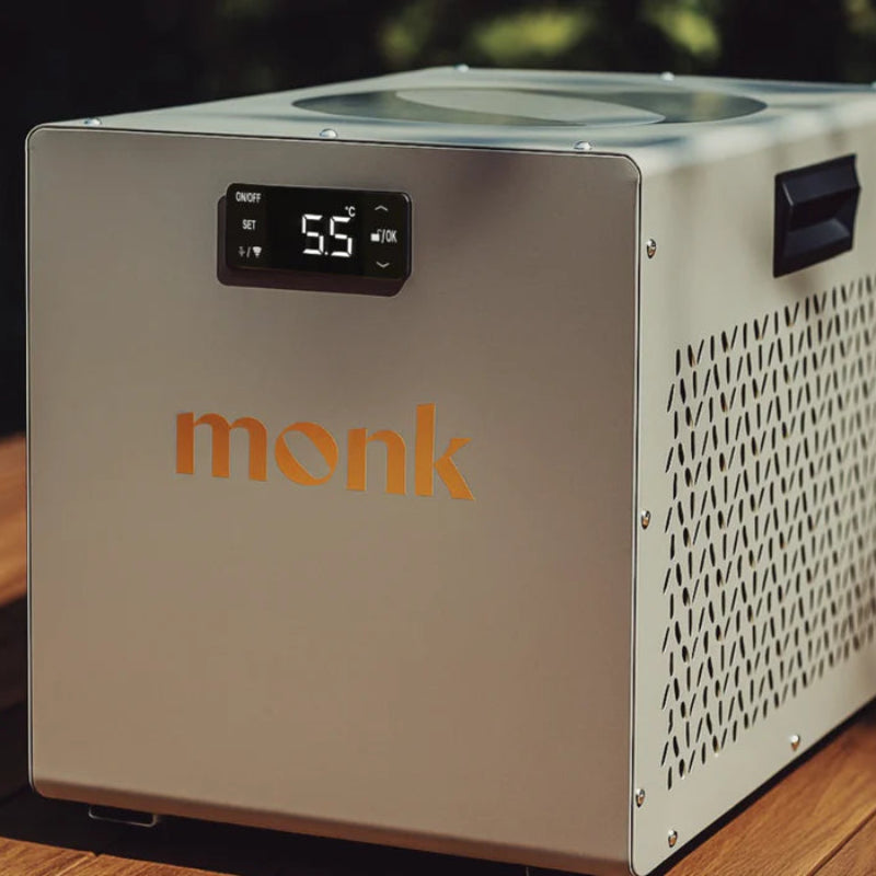 Monk Shiver with 'monk' branding on a wooden surface