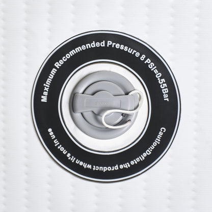 Close-up of a pressure valve with text on a white background