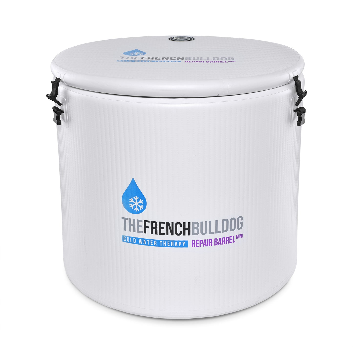 White repair barrel with 'The French Bulldog' branding on a white background