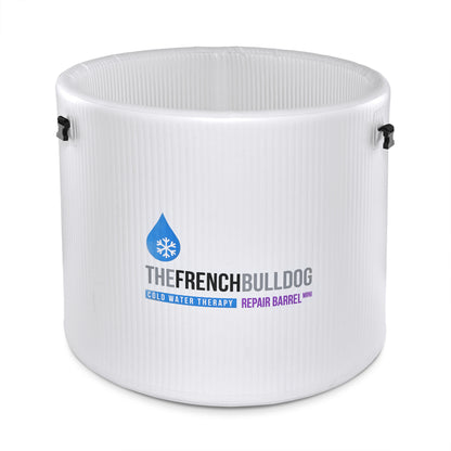White repair barrel with 'The French Bulldog' branding on a white background