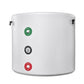 White water storage tank with labeled ports on a white background