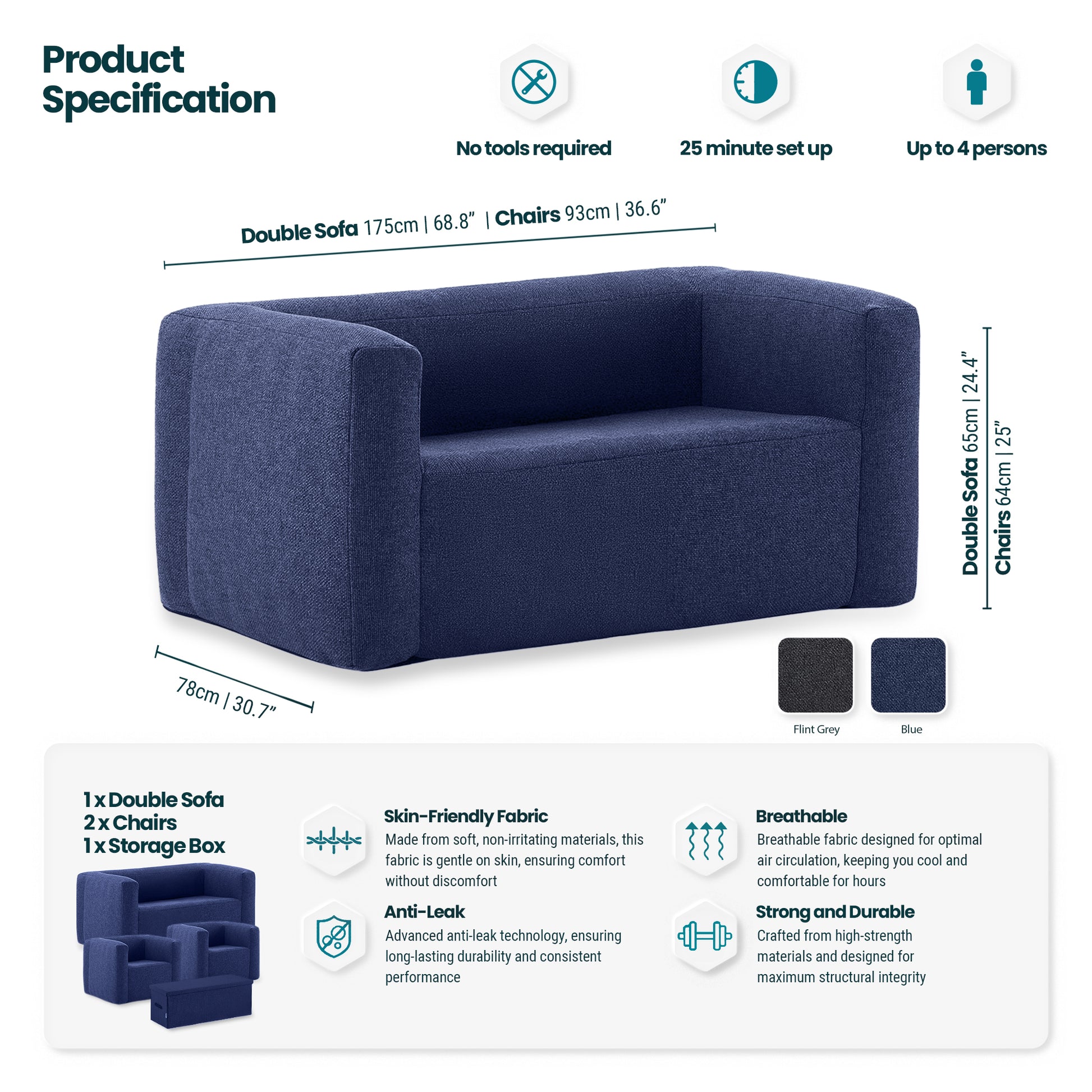 WaveGlobal Inflatable Furniture Set - Outdoor Living - Peak Health and Fitness