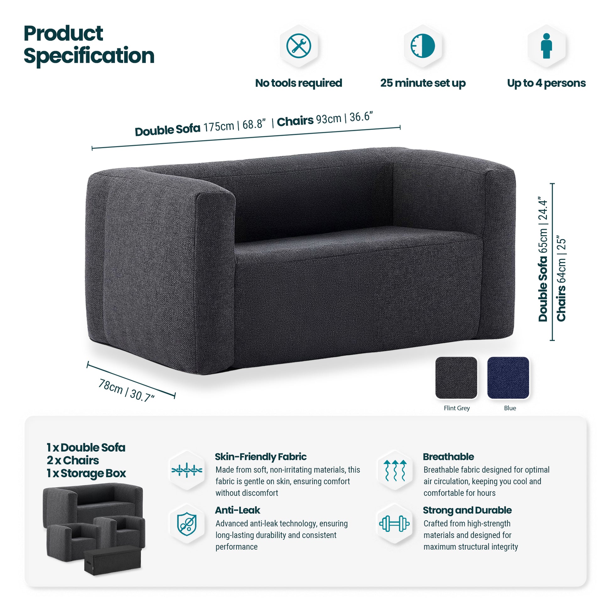 WaveGlobal Inflatable Furniture Set - Outdoor Living - Peak Health and Fitness