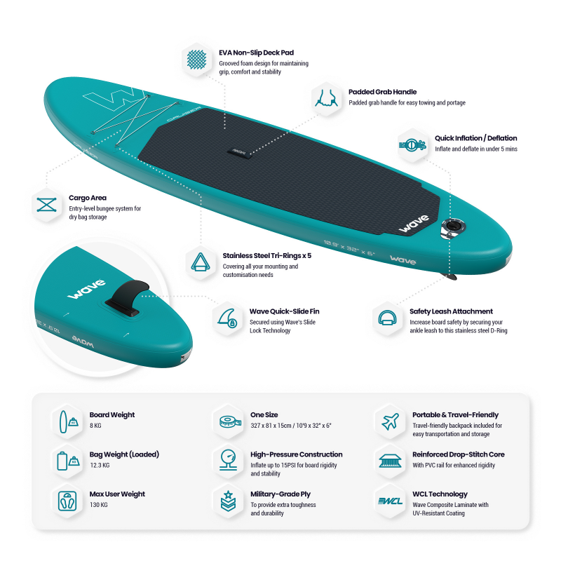 WaveSUP 10'9ft Cruiser 2.0 SUP Board - Peak Health and Fitness