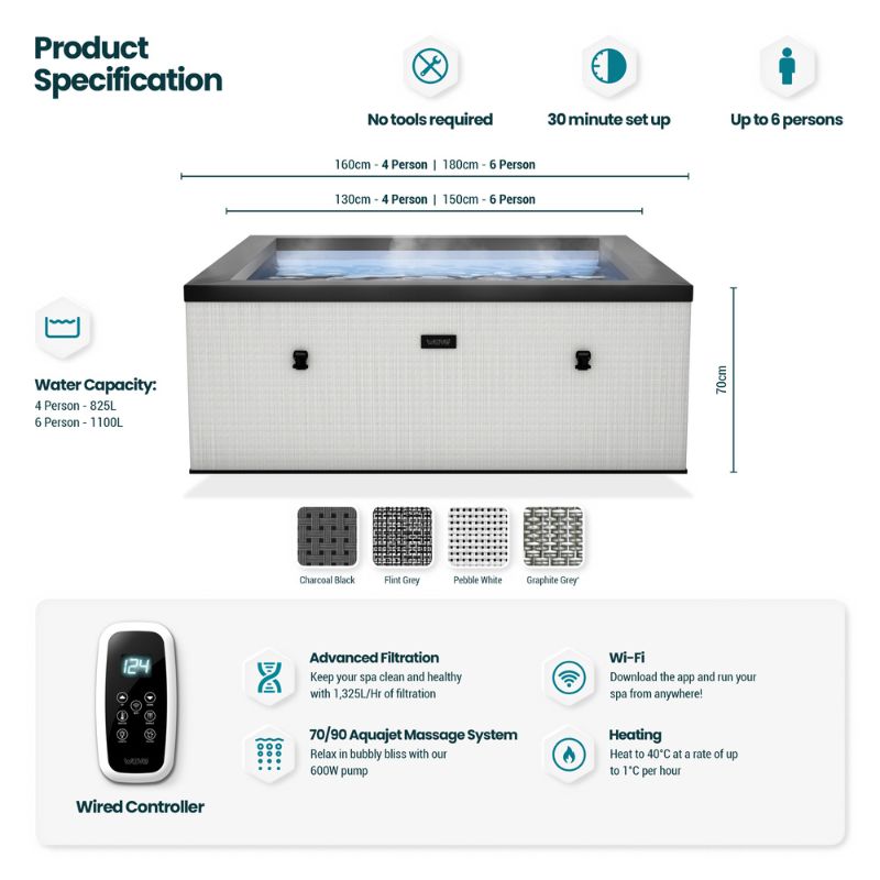 WaveSpa Eco Foam Hot Tub - Garda 4/6 Person - Peak Health and Fitness