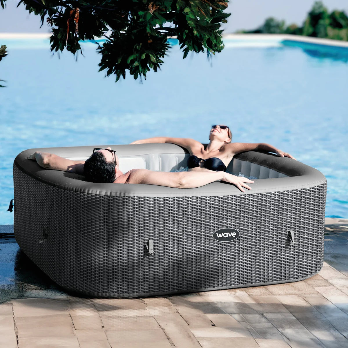 WaveSpa Pacific Inflatable Hot Tub with Integrated Heater – 4–6 Person - Peak Health and Fitness