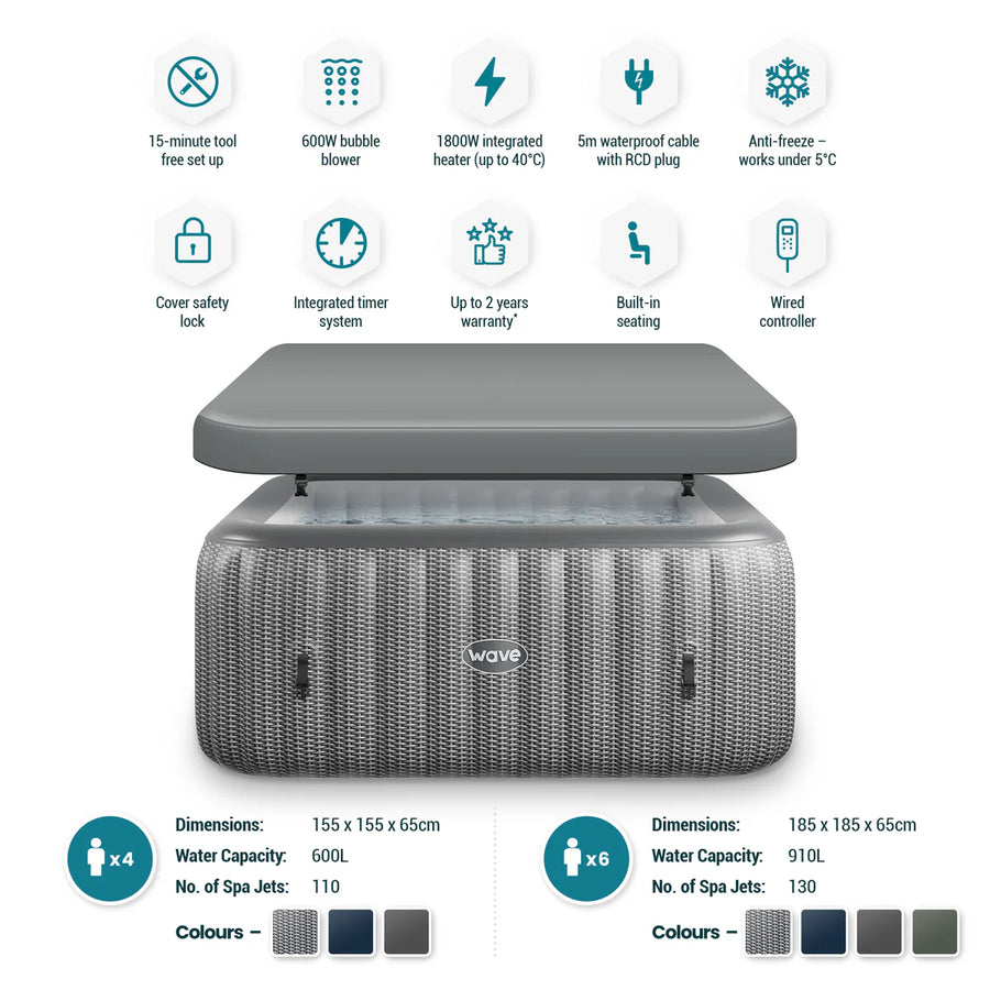 WaveSpa Pacific hot tub grey rattan finish