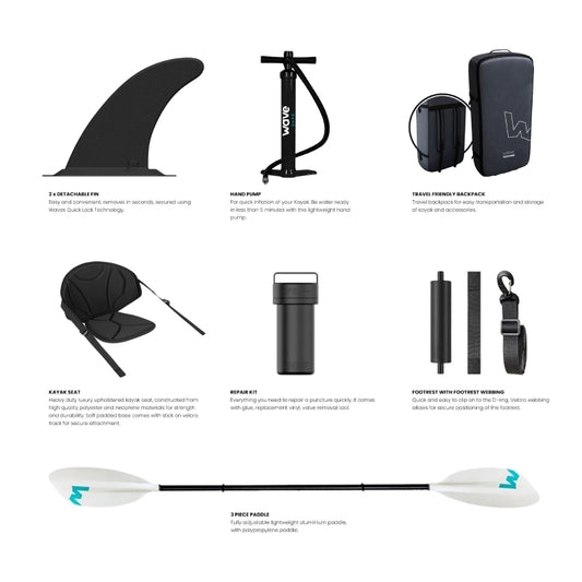 Wave Navigator 2.0 Drop-Stitch Inflatable Kayak (1-2 & 2-3 Seater)