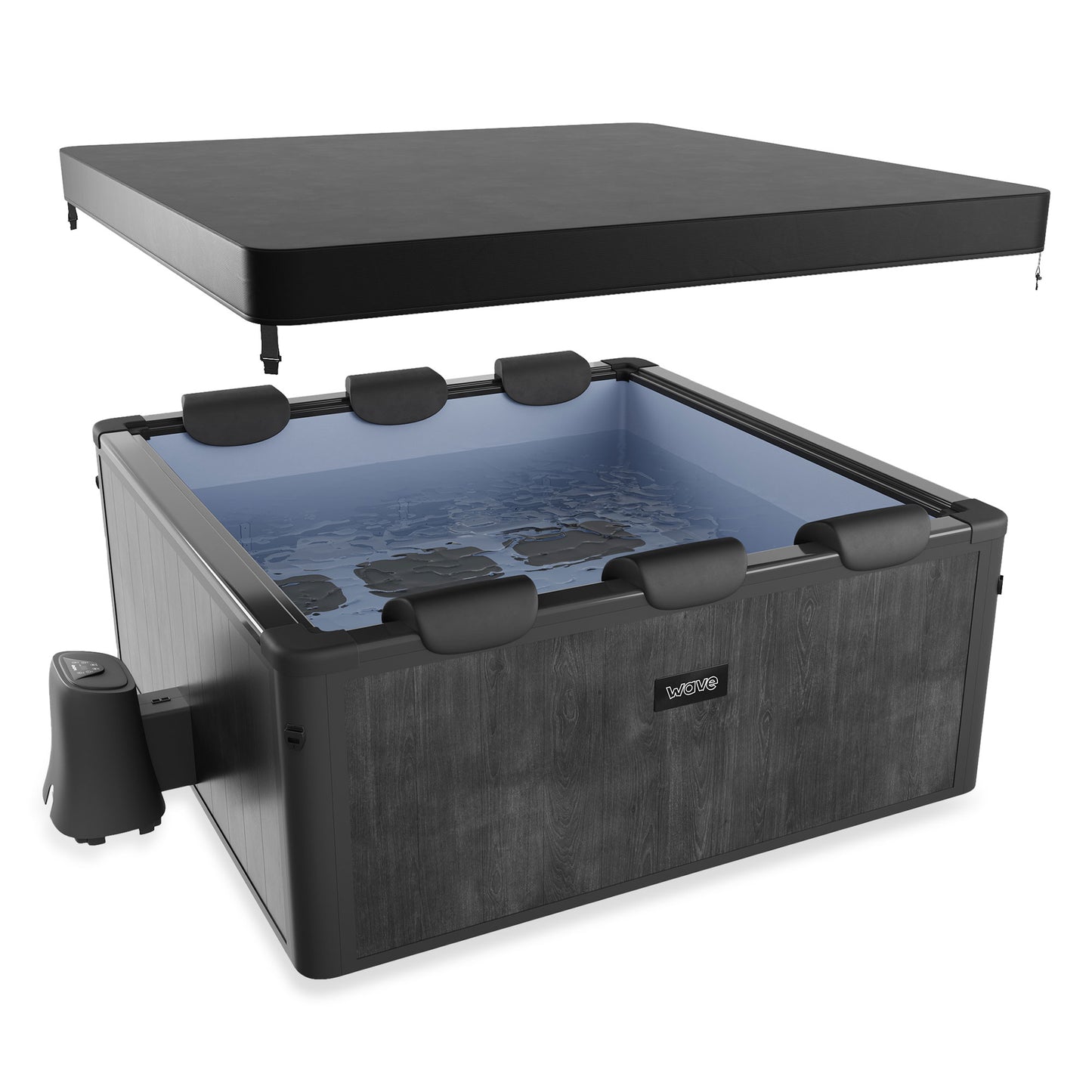 WaveSpa Adriatic | 6 Person Square Aluminium Frame Hot Tub | Black Wood