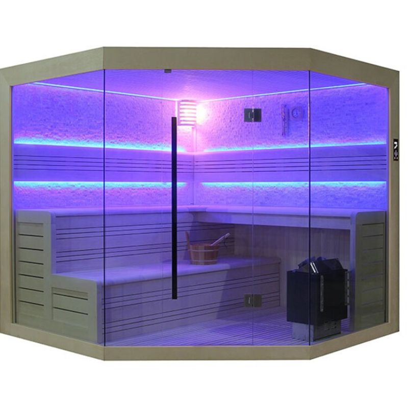 indoor sauna with colour therapy