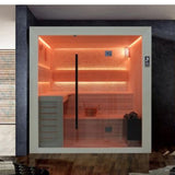 indoor sauna with crystal stone walls