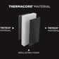 Diagram of Thermacore material with Tritech layers on a black background