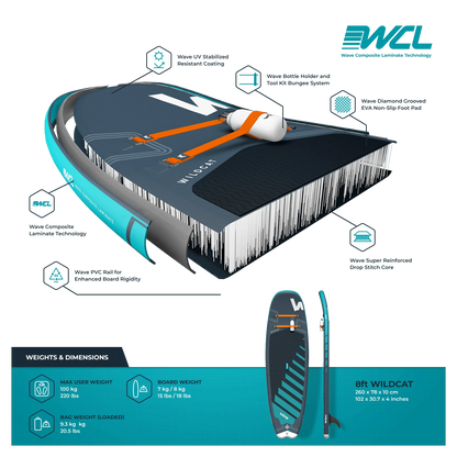 Wave Wildcat Surf SUP | Inflatable Paddleboard | 8'6ft
