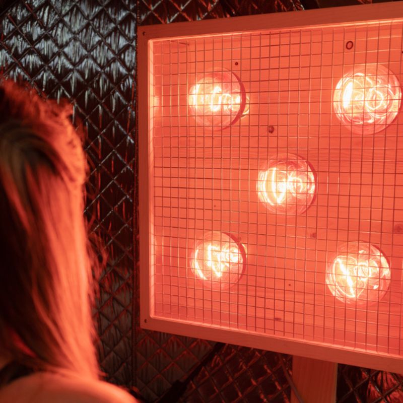 infrared sauna pod with red light therapy